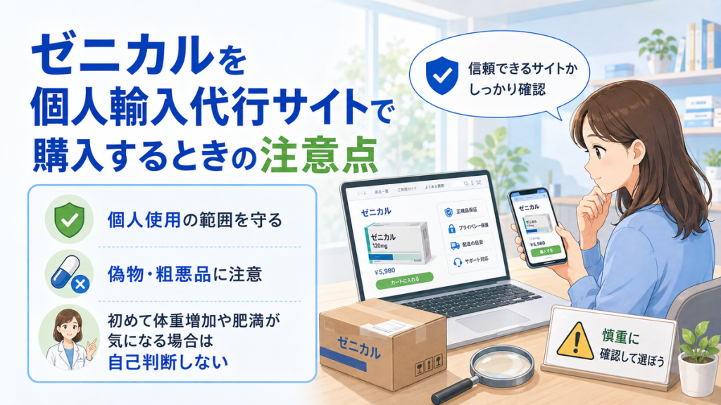 ゼニカルを個人輸入代行サイトで購入するときの注意点